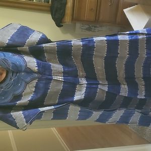 African Handmade Dashiki Gown from Liberia w Head Tie